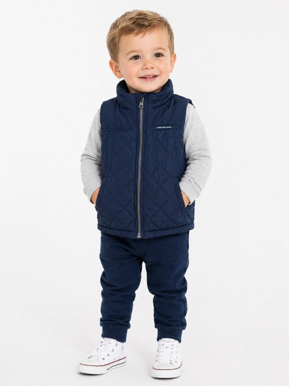 CALVIN KLEIN Diamond Quilted Puffer Vest Blue 24 MOS Toddler